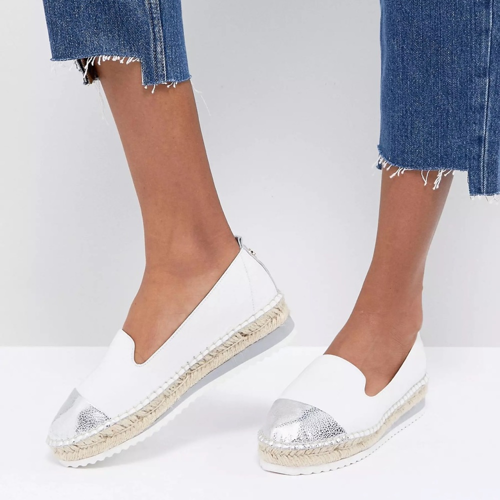 Renvy White and Silver Espadrilles